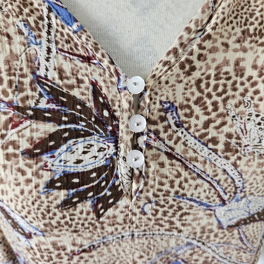💙Rachel Zoe' blouse blue/ tan ruffles lightweight size small 💙 - Picture 12 of 12
